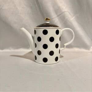 Vintage Black and White Polka Dot Porcelain Coffee Pot